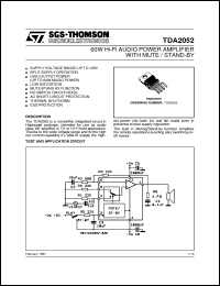 TDA2052 datasheet: 60W HI-FI AUDIO POWER AMPLIFIER TDA2052