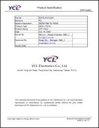 CPF104IG datasheet: Product type: ISDN/POTS. System application: ISDN filter for ADSL. CPF104IG