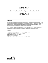 HD74HC137 datasheet: 3-to-8-line decoder/demultiplexer with address latch HD74HC137