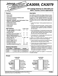 CA3059 datasheet: Zero-voltage switches for 50Hz-60Hz and 400Hz thyristor control applications CA3059