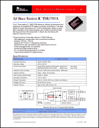 TMS3705A datasheet: LF Base Station for RFID TMS3705A