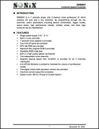 SN66007 datasheet: 3 V, 2-channel speech controller SN66007