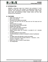 SN66060 datasheet: 3 V, 4-channel speech controller SN66060