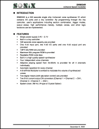 SN66340 datasheet: 3 V, 4-channel speech controller SN66340