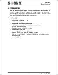 SN67168 datasheet: 3 V, speech controller SN67168