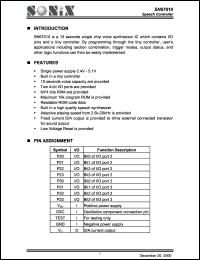 SN67010 datasheet: 3 V, speech controller SN67010