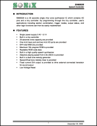 SN68020 datasheet: 3 V, speech controller SN68020