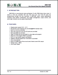 SNC10B datasheet: 3 V, one channel direct drive speech controller SNC10B