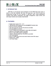 SNC10E datasheet: 3 V, one channel direct drive speech controller SNC10E