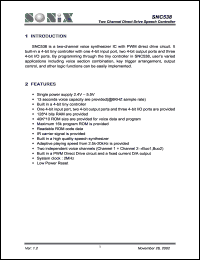 SNC538 datasheet: 3 V, two channel direct drive speech controller SNC538