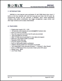 SNC5A5 datasheet: 3 V, two channel direct drive speech controller SNC5A5