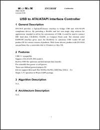 SN11010F datasheet: USB to ATA/ATAPI interface controller SN11010F