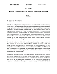 SN11087 datasheet: 3.3 V, Second generation USB1.1 flash memory controller SN11087