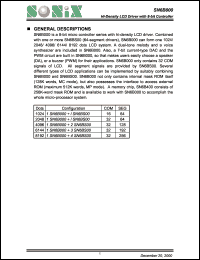 SN6B000 datasheet: Hi-density LCD driver with 8-bit controller SN6B000