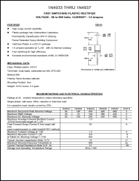 1N4936 datasheet: 400 V, 1 A, fast switching plastic rectifier 1N4936