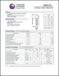 2N4124 datasheet: 25 V,  NPN small signal transistor 2N4124