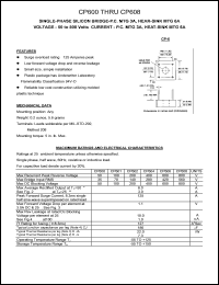CP601 datasheet: 100 V single phase silicon bridge CP601