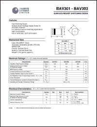 BAV303 datasheet: 250 V,  surface mount switchig diode BAV303