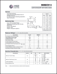 MMBD914 datasheet: 100 V, switching surface mount  diode MMBD914