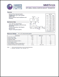 MMBT4124 datasheet: 30 V, NPN small signal surface mount transistor MMBT4124