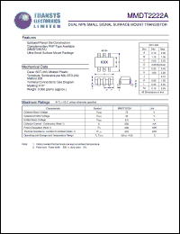 MMDT2222A datasheet: 75 V, dual NPN small signal surface mount transistor MMDT2222A