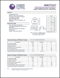 MMDT2227 datasheet: 75 V, complementary NPN/PNP signal surface mount transistor MMDT2227