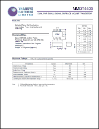 MMDT4403 datasheet: 40 V, dual PNP small signal surface mount transistor MMDT4403