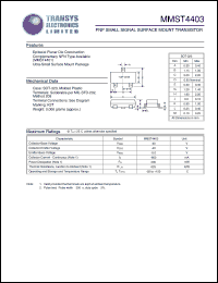 MMST4403 datasheet: 40 V, PNP small signal surface mount transistor MMST4403