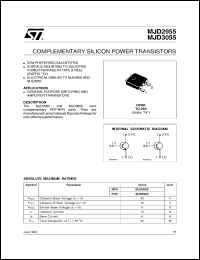 MJD3055 datasheet: COMPLEMENTARY SILICON POWER TRANSISTORS MJD3055