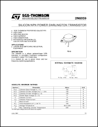 2N6059 datasheet: COMPLEMENTARY SILICON POWER DARLINGTON TRANSISTORS 2N6059
