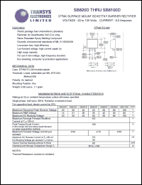 SB850D datasheet: 50 V, 8 A, D2PAK surface mount schottky barrier rectifier SB850D