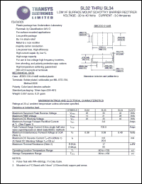 SL33 datasheet: 30 V, 3 A, low VF surface mount schottky barrier rectifier SL33