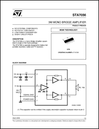 STA7056 datasheet: 3W MONO BRIDGE AMPLIFIER STA7056