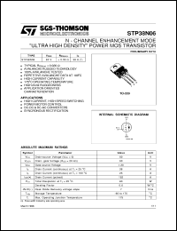 STP38N06 datasheet: N-CHANNEL ENHANCEMENT MODE LOW THRESHOLD POWER MOS TRANSISTOR STP38N06