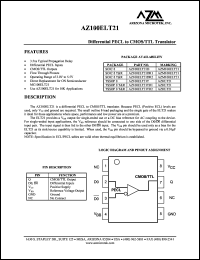 AZ100ELT21D datasheet: 3.0 V-5.5 V, differential PECL to CMOS/TTL translator AZ100ELT21D