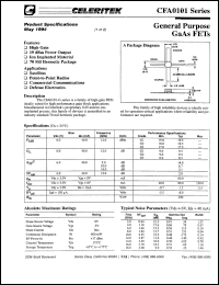 CFA0101 datasheet: 19 dBm, 12 GHz, general purpose GaAs FET CFA0101