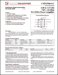 PB-CMM3566-LC datasheet: 3.45 to 3.5 GHz, 7 V, W-CDMA power amplifier PB-CMM3566-LC