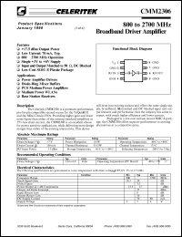 CMM2306-AJ datasheet: 800 to 2700 MHz broadband driver amplifier CMM2306-AJ