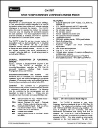 CH1787 datasheet: Small footprint hardware controllable 2400bps modem CH1787