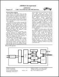 ADM8511 datasheet: USB/fast ethernet with MII interface ADM8511