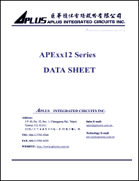 APE6312 datasheet: 192 K, Very low-cost voice and melody synthesizer with 4-bit CPU. 4-bit ALU, ROM, RAM , I/O ports, timers, clock generator, voice synthesizer. APE6312