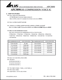 APC5890 datasheet: De-compression voice IC APC5890