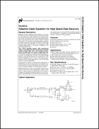 CLC014AJE datasheet: Adaptive Cable Equalizer for High-Speed Data Recovery CLC014AJE