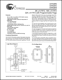 CY7C47440JC datasheet: 32K x 9 FIFO, with programmable flags, 40ns CY7C47440JC