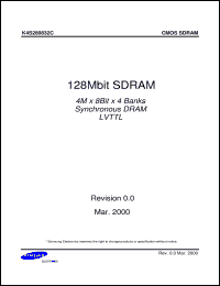 K4D263238F-QC50 datasheet: 128Mbit DDR SDRAM, SSTL_2 interface, 200MHz K4D263238F-QC50