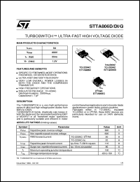 STTA806G datasheet: TURBOSWITCH - ULTRA-FAST HIGH VOLTAGE DIODE STTA806G