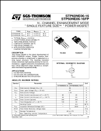 STP60NE06-16FP datasheet: N-CHANNEL ENHANCEMENT MODE SINGLE FEATURE SIZE POWER MOSFET STP60NE06-16FP