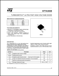 STTA306B datasheet: TURBOSWITCH - ULTRA-FAST HIGH VOLTAGE DIODE STTA306B