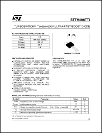 STTH806TTI datasheet: TURBOSWITCH - TANDEM 600V ULTRA-FAST BOOST DIODE STTH806TTI