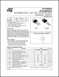 STP4NB50 datasheet: N-channel power MOSFET, 500V, 3.8A STP4NB50